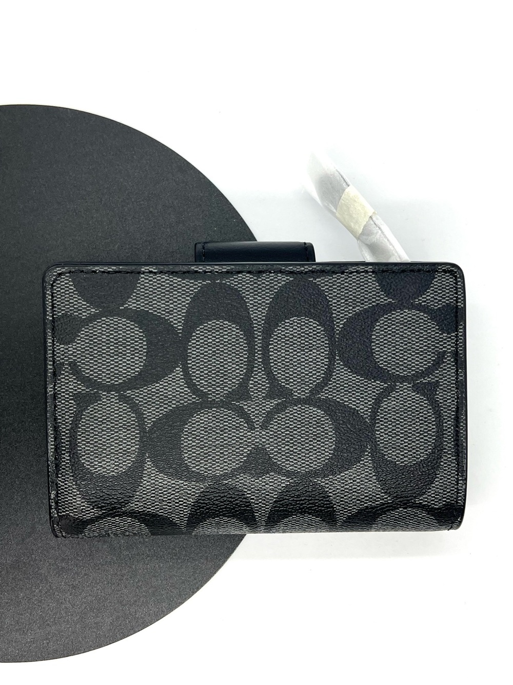 Coach Medium Corner Zip Wallet Signature Canvas Graphite Black C0082 NWT - Picture 4 of 16